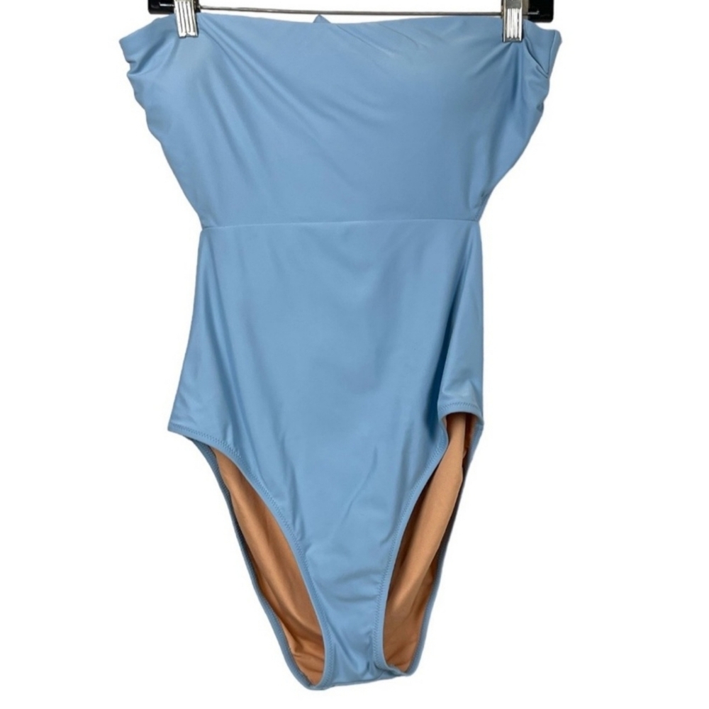 J.Crew Cut-Out Tie Back One Piece Swimsuit in Blue Mist, size 8